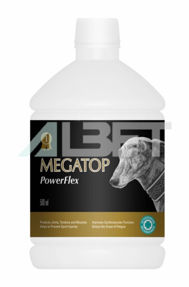 Megatoop Powerfle, suplemento natural energético para perros, laboratorio Vetnova