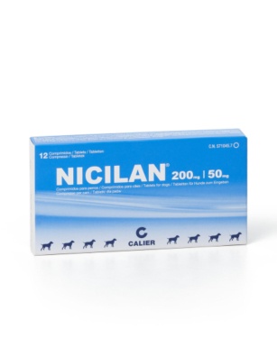 Nicilan, comprimidos antibióticos para gatos y perros, laboratorio Calier