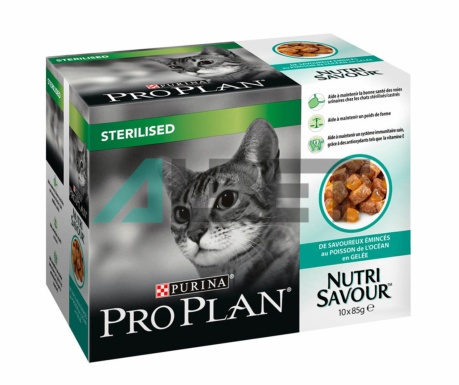Aliment humit de peix i salsa per gats esterilitzats, marca Pro Plan