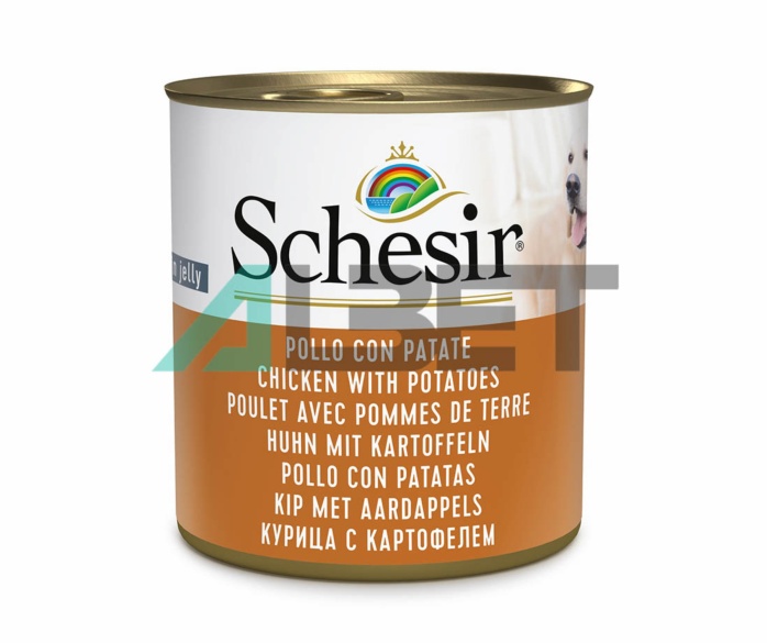 Schesir Pollo y Patata, alimento natural en latas para perros