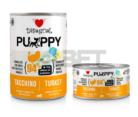 Puppy Turkey, latas de paté para cachorros, marca Disugual