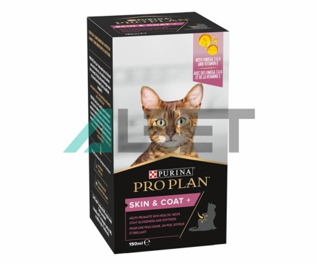 Skin Coat suplement en format oli per millorar la pell en gats, marca Purina