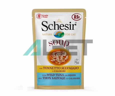 Aliment en sobres de tonyina i calamars per gats, marca Schesir