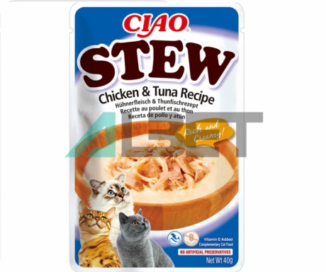 Stew Pollo Atun Churu, snacks naturals per gats