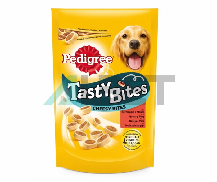 Tasty Bites Minis Queso Vacuno, Snacks en mossets per gossos, marca Pedigree