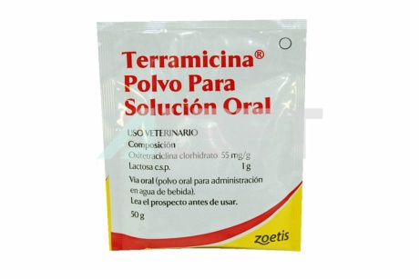 Terramicina Polvo Soluble 200 gramos antibiótico oral para animales, para agua de bebida