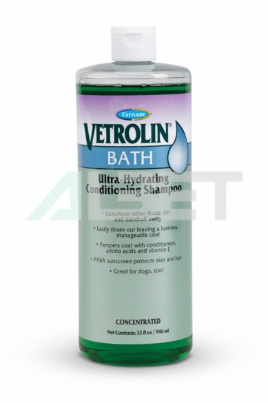 Vetrolin Bath, champú protector solar para perros y caballos, laboratorio Vetnova