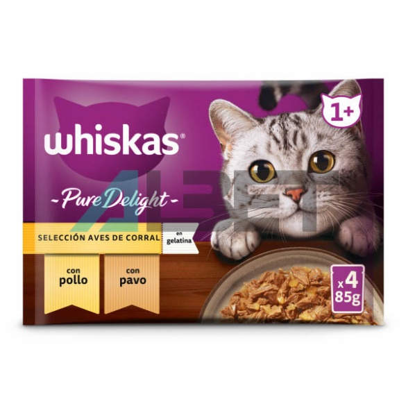 Whiskas Pure Delight Selecccion Aves, alimento húmedo para gatos adultos
