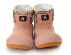 Attipas boots pink rosa con suela bicolor calzado respetuoso de Attipas ideal para guarderias gateo y primeros pasos algodon con certificado Okeo Tex