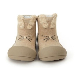 Attipas rabbit beige conejito marron clarito calzado respetuoso de Attipas ideal para guarderias gateo y primeros pasos algodon con certificado Okeo Tex