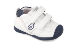 Zapatillas Biomecanics blanco y azul deportivos escolares Biomecanics de piel y velcro para gateo y primeros pasos - Ítem