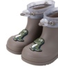 Botas de agua niño respetuosas Igor modelo Mendi dino color marron taupe con dinosaurio verde caña baja con cuello ajustable katiuskas muy comodas y flexibles calzado respetuoso fabricado en España - Ítem3
