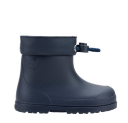 Botas de agua respetuosas Igor modelo Mendi color azul marino caña baja con cuello ajustable katiuskas muy comodas y flexibles calzado respetuoso barefoot fabricado en España
