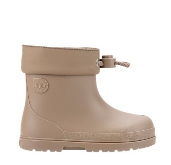 Botas de agua respetuosas Igor modelo Mendi color elmwood caña baja con cuello ajustable katiuskas muy comodas y flexibles calzado respetuoso barefoot fabricado en España
