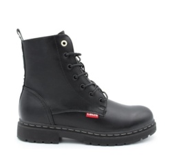 Botas niña Levis modelo Catherine color negro con tira trasera con marca en color beige con cierre de cordones y cremallera lateral para una facil colocacion ligeras y comodas botines Levis para junior y mamis muy trending