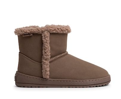 Botas niña Mustang free barefoot tipo australiana color Number taupe de caña baja forradas de borregito en su interior y cierre de cremallera lateral australianas barefoot de Mustang con certificado vegano muy comodas ligeras flexibles y respetuosas