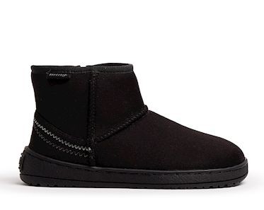 Botas niña Mustang free barefoot tipo australiana color negro de caña baja forradas de borregito botines con cierre de cremallera lateral australianas barefoot de Mustang con certificado vegano muy comodas ligeras y flexibles calzado respetuoso