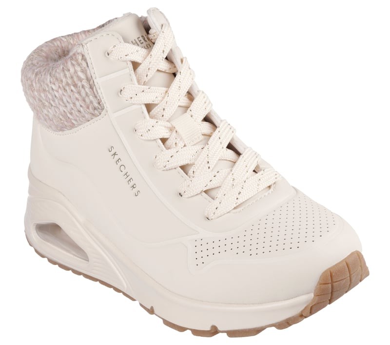 Botas niña Skechers Darling Daze Street Los Angeles color crudo natural con suela air cooled y memory foam sneakers Skechers con cierre de cremallera lateral y cordones muy bonitas comodas y tendencia este invierno