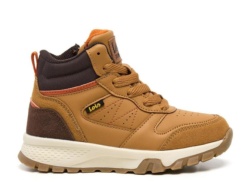Botas niño Lois color melocoton marron y naranja botas treking montaña de la marca Lois con cierre de cremallera lateral y cordones zapatillas tipo bota urban para combinar con cualquier look muy comodascon shock absortion