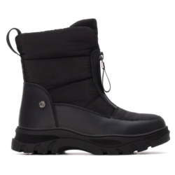 Botin niña de la marca Xti en textil color negro con cierre de cremallera delantera con forro aterciopelado interior que la hace muy calida para invierno botas Xti the urban brand con certificado vegano muy comodas y calentitas
