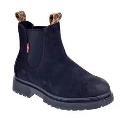 Botines nila Levis modelo Oliver color negro de antelina con tiradores de leopardo botines tipo chelsea de la marca Levis Kids muy comodos para combinar con cualquier look