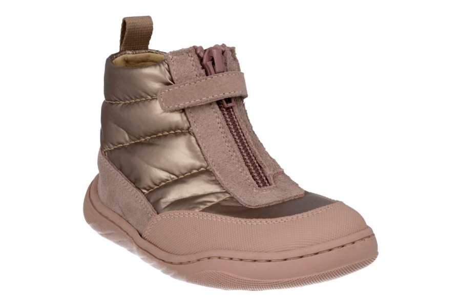 Botines niña Andanines barefoot cadafal en piel dijon color rosa con cremallera delantera muy ligeras botas de calzado respetuoso de Andanines Made in Spain muy comodas y tendencia