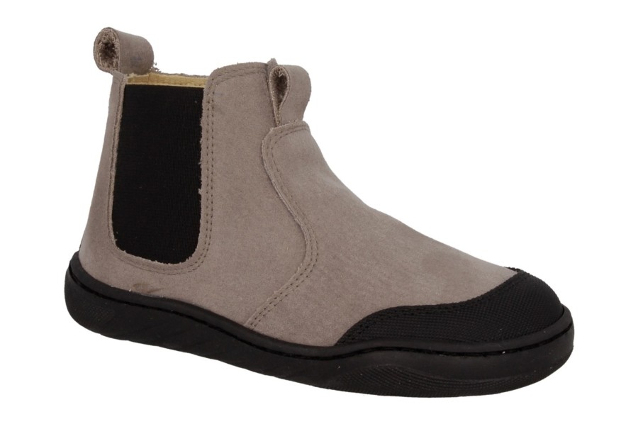 Botines niña Andanines barefoot de piel bourne color marron taupe y negro botas unisex tipo chelsea con cremallera lateral para un facil colocación calzado respetuoso de Andanines muy ligeras y comodas Made in Spain