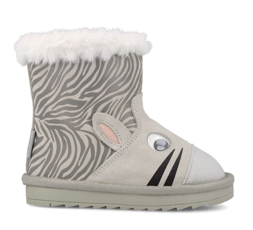 Botines niña Garvalin zebra color gris y puntera reforzada cierre de cremallera lateral para una facil colocacion incoproran membrana GRVtex water resistant y forro interior de pelo sintetico muy comodas