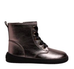 Botines niña Mustang free barefoot modelo Metale color plata vieja bota de caña baja calzado respetuoso muy comodo con cierre de cremallera lateral y cordones con certificado vegano muy comodas y ligeras by Mustang avaladas por el Dr. Juanjo Lopez