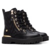 Botines niña Xti color negro con adornos oro espejo y lateral acolchado con certificado vegano con cierre de cremallera lateral y cordones y otra cremallera de adorno tecnologia comfort tech y memory foam pro de Xti the urban brand muy comodas - Ítem3