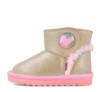 Botines niña de la marca Agatha Ruiz de la Prada color beige laminado rosa con corazon tipo australiana de caña baja forrada de pelo multicolor en su interior australianas Agatha muy comodas y calentitas - Ítem2