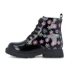 Botines niña de la marca Garvalin de charol color negro con estampado e flores cierre de cremallera lateral y elasticos puntera ancha botita Garvalin muy elegantes y divertidas perfecta para cualquier look - Ítem4