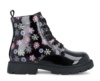 Botines niña de la marca Garvalin de charol color negro con estampado e flores cierre de cremallera lateral y elasticos puntera ancha botita Garvalin muy elegantes y divertidas perfecta para cualquier look - Ítem2