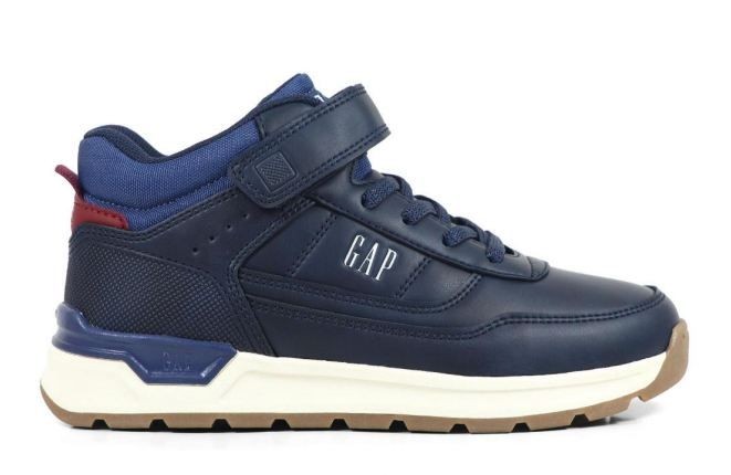 Botines niño GAP modelo Jack sneakers tipo bota muy comodos de la marca de tendencia GAP color azul navy y rojo con cierre de tira adherente y elasticos GAP Modern American Optimism muy trending y combinables by GAP