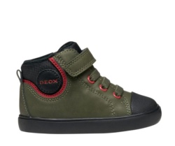 Botines niño Geox Gisli baby boy color verde oscuro negro y rojo botin Geox respira muy comodos y calentitos afelpados por dentro con suela de membrana transpirable e impermeable con cierre de tira adherente y elasticos un top ventas by Geox