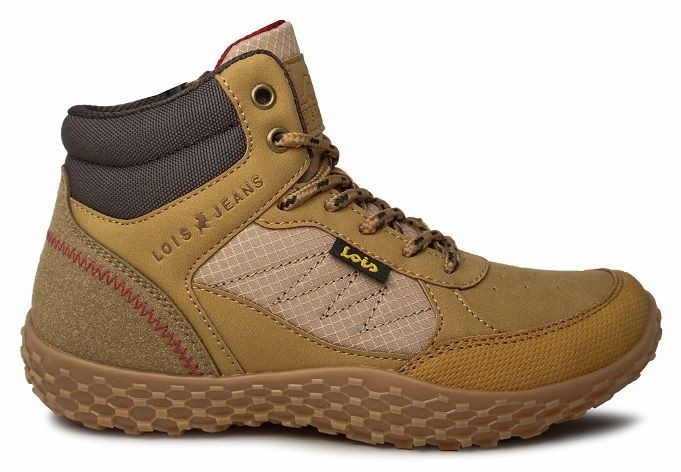 Botines niño Lois barefoot color melocoton con cierre de cremallera lateral y cordones para una facil colocacion de Lois Jeans since 1962 con sistema Baresteps horma barefoot zero drop flexibilidad total y materiales eco friendly muy comodos by Lois