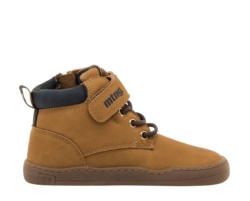 Botines niño Mustang free barefoot color butter camel botines respetuosos de Mustang con cierre de tira adherente cremallera lateral y elasticos botitas muy comodas flexibles y ligeras con certificado vegano