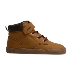 Botines niño Mustang free barefoot color Story camel y marron botines respetuosos de Mustang con cierre de tira adherente y elasticos botitas muy comodas flexibles y ligeras con certificado vegano avaladas por el Dr Juanjo Lopez by Mustang free