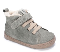 Botines niño Zapy barefoot modelo Siena color aqua fabricadas en piel serraje con borreguito en el borde botitas gama Zapyflex de calzado respetuoso natural steps con cierre de tira adherente y elasticos muy comodas y flexibles made in Spain