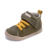 Botines niño Zapy barefoot modelo Bolonia color verde kaki oscuro y mostaza fabricadas en piel botitas unisex gama Zapyflex de calzado respetuoso natural steps con cierre de tira adherente y elasticos muy comodas y flexibles made in Spain - Ítem3