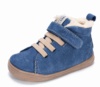 Botines niño Zapy barefoot modelo Siena color azul jeans fabricadas en piel serraje con borreguito en el borde botitas gama Zapyflex de calzado respetuoso natural steps con cierre de tira adherente y elasticos muy comodas y flexibles made in Spain - Ítem1