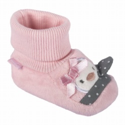 Botitas niña Chicco nursery modelo Olabix para primera puesta color rosa con pollito con lacito bota baja Chicco barefoot para recien nacido calzado respetuoso muy comodo y calentito con suela blanca perfectas para regalar