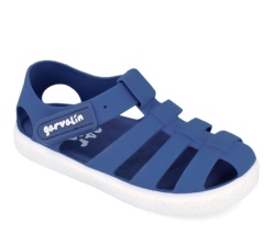 Cangrejeras niño barefoot de la marca Garvalin modelo Jellys color azul petrol sandalias respetuosas de Garvalin para playa o piscina con cierre de tira adherente ideales para este verano muy comodas y flexibles