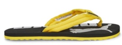 Chanclas Puma Epic flip flops color negro y amarillo con logo blanco Puma en la suela