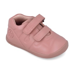 Deportivas niña Biomecanics barefoot rosa kiss sauvage calzado respetuoso con el desarrollo natural del pie para gateo y primeros pasos zapato basico con exterior de piel y cierre de tira adherente y plantilla antibacteriana