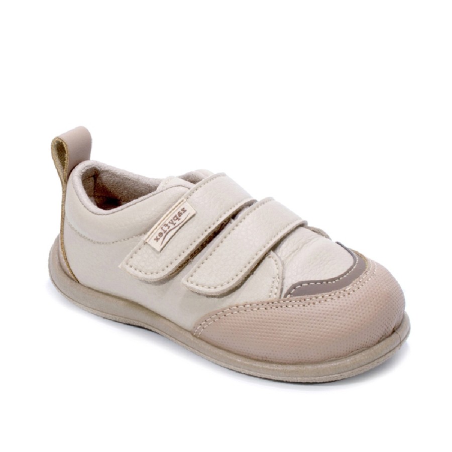 Deportivos niño Zapy barefoot modelo Niza color piedra con puntera reforzada sneakers Zapy de la gama de calzado respetuoso zapiflex muy comodos y flexibles con cierre de doble tira adherente made in Spain con la calidad de Zapy