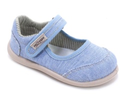Merceditas niña Zapy barefoot modelo Laurel color azul denim bailarinas de la marca Zapyflex unisex calzado respetuoso con plantilla extraible y cierre de tira adherente fabricadas en España muy cómodas