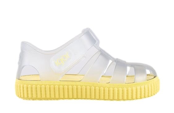 Sandalias Igor Nico Cristal amarillo y transparente cangrejeras Igor made in Spain