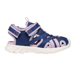 Sandalias niñA Geox modelo Airadyum color azul navy y lila cangrejeras de la marca Geox respira para todo uso montaña playa piscina de la marca Geox mojables y de rapido secado muy comodas con cierre de tira adherente y elasticos