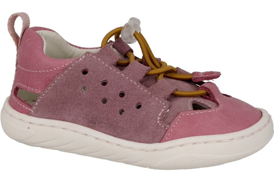 Sandalias niña Andanines barefoot de piel rimini dijon color burdeos rose cangrejeras muy comodas calzado respetuoso de Andanines con cierre de tira elastica deportivo de piel abierto muy comodos y flexibles by Anadanines made in Spain